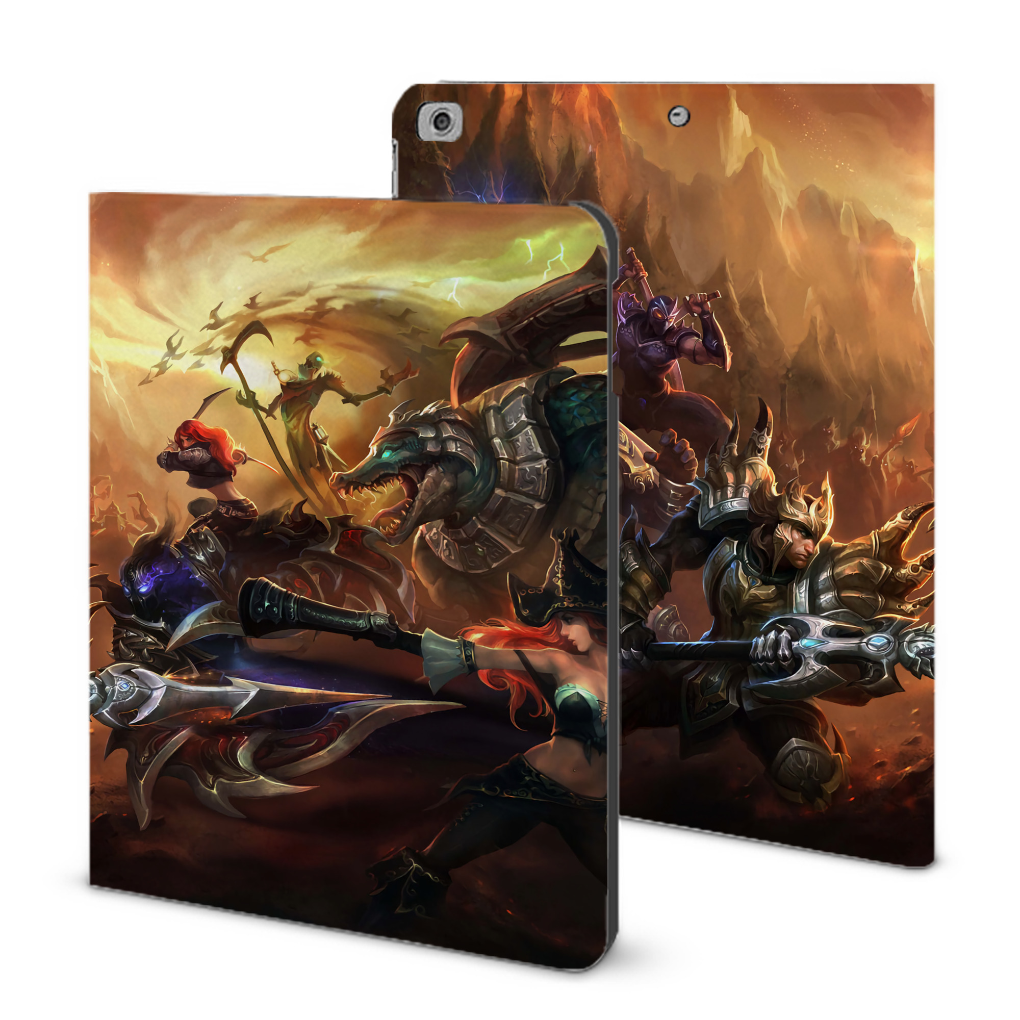 （画像用） リーグ・オブ・レジェンド League of Legends LOL IPad ケース ブック型 PUレザー TPU 耐衝撃 軽量 薄型 ペン収納なし 全面保護 IPad 各モデル対応